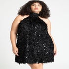 Scarf Neck Textured Mini Dress image number null