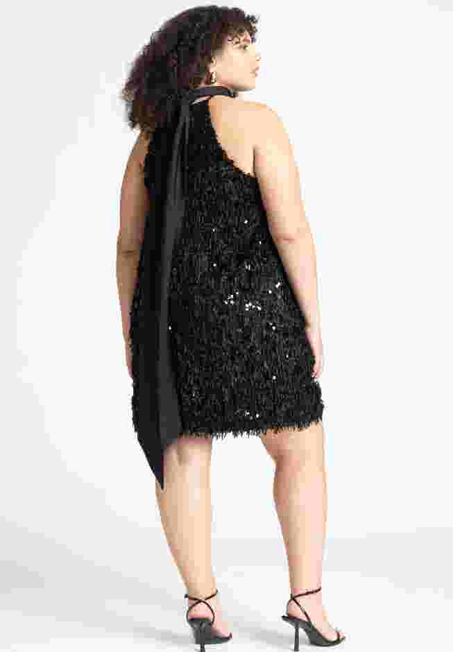 Scarf Neck Textured Mini Dress image number 4