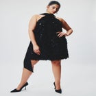 Scarf Neck Textured Mini Dress image number null