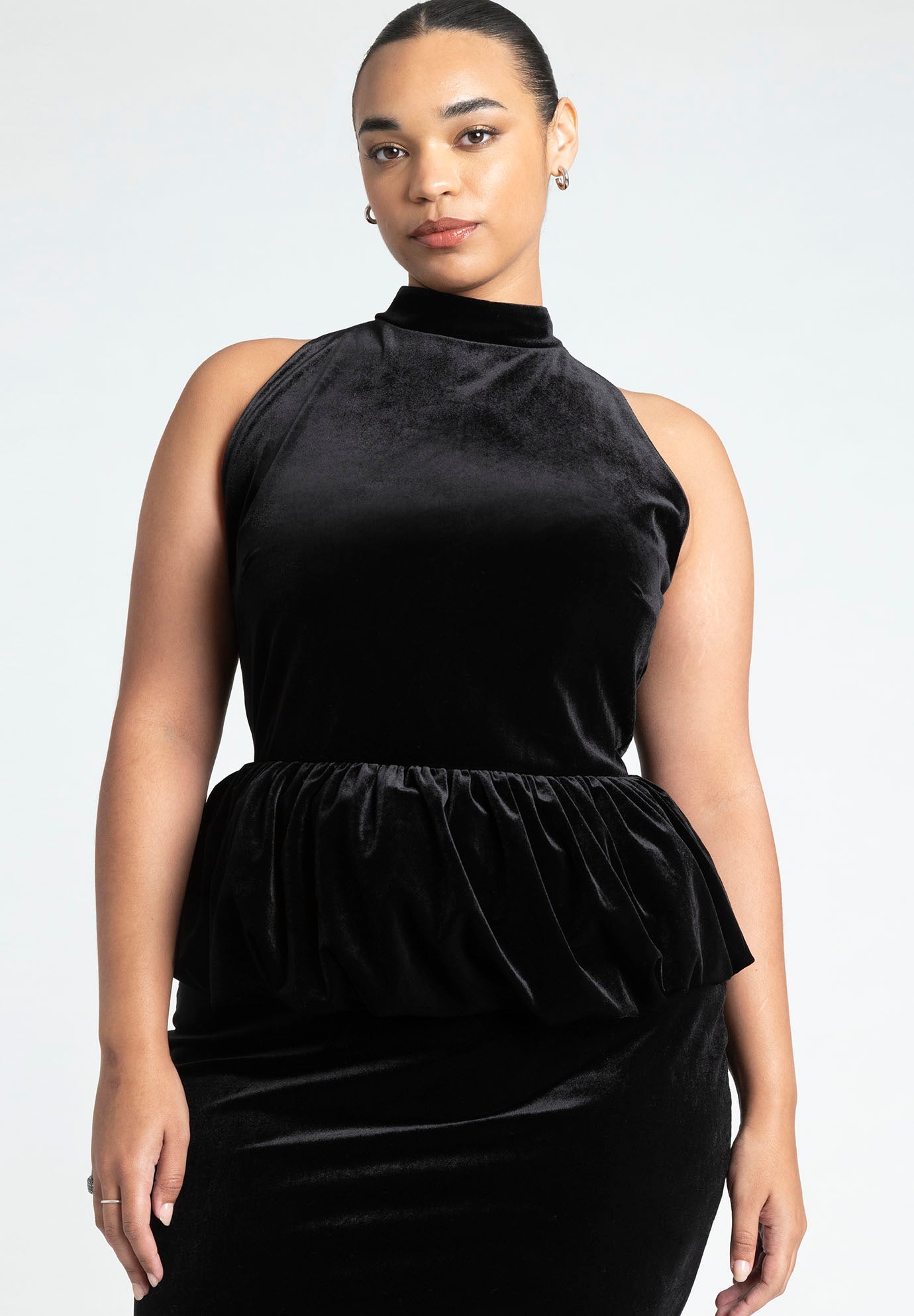 Velvet Peplum Dress image number 2