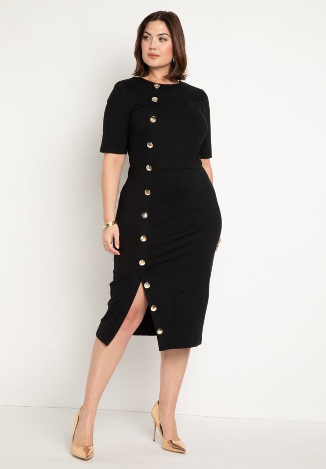 midi workwear dress The Solid Color Lapel Midi Dress - Lapel Collar Dress For Office Work, Workwear - White - Dresses