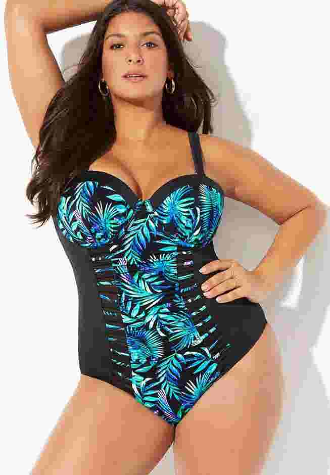 Ruched Underwire One Piece Swimsuit image number 2