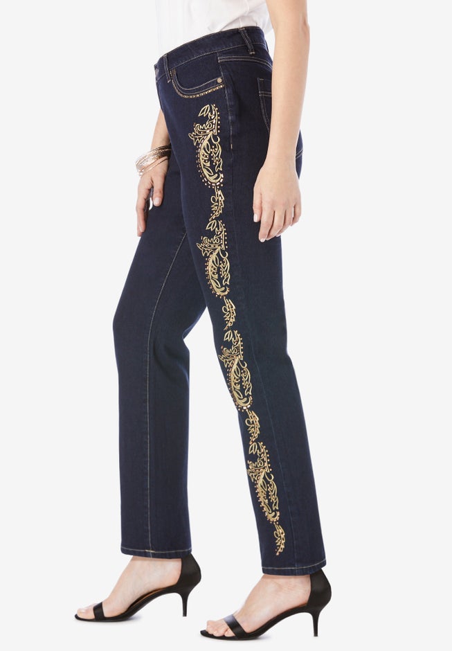Embroidered Bootcut Jean image number null