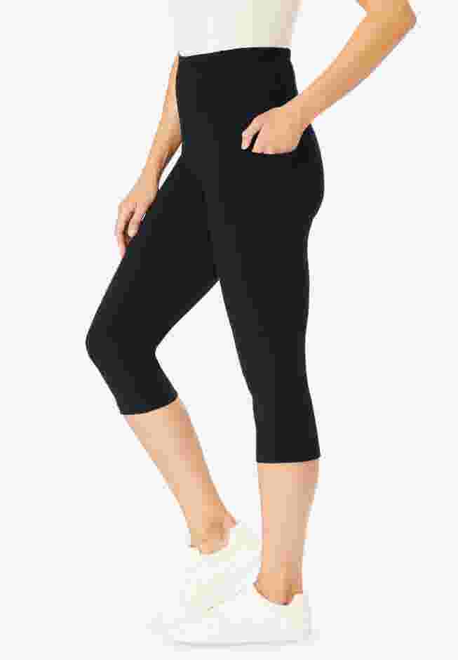 Stretch Cotton Pocket Capri Legging image number 4