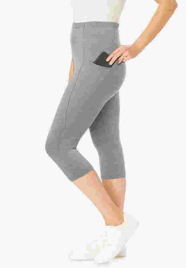 Stretch Cotton Pocket Capri Legging image number 2