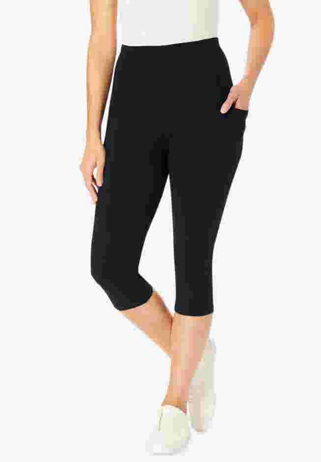 Stretch Cotton Pocket Capri Legging image number 0
