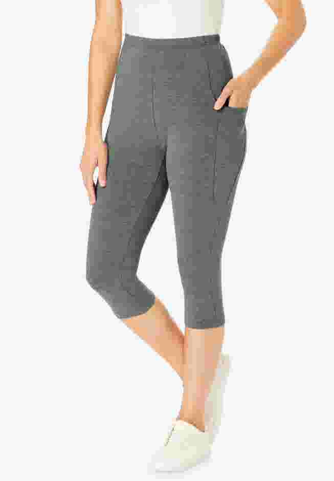Stretch Cotton Pocket Capri Legging image number 0