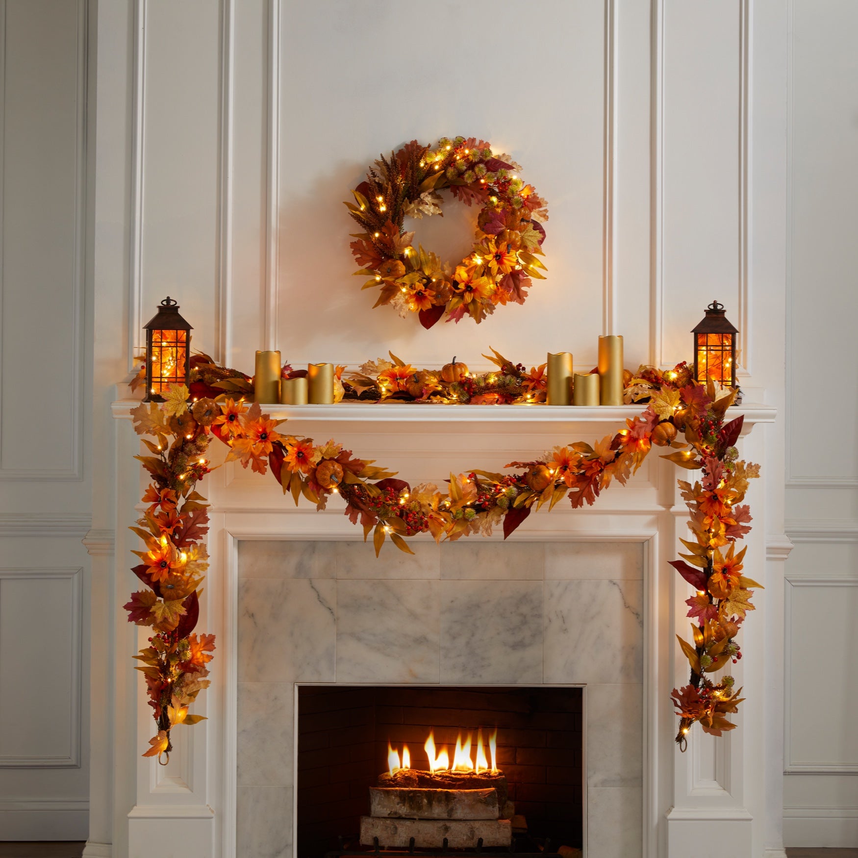 6-ft. Pre-lit Harvest Daisy Garland image number 2