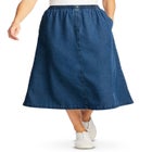 7-Day Elastic-Waist All-Cotton Pull-On Denim Jeans Skirt image number null