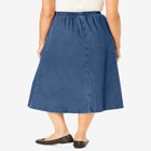 7-Day Elastic-Waist All-Cotton Pull-On Denim Jeans Skirt image number null