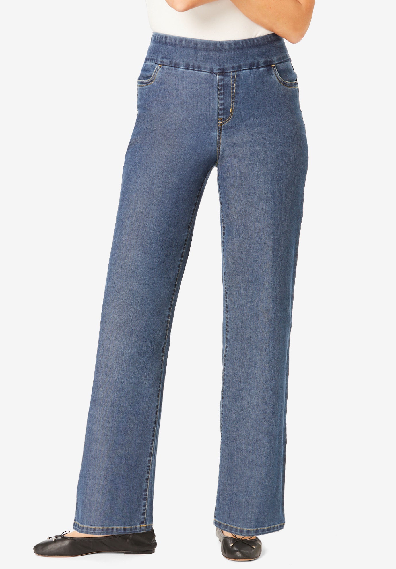 Flex-Fit Pull-On Wide-Leg Denim Jean image number 0
