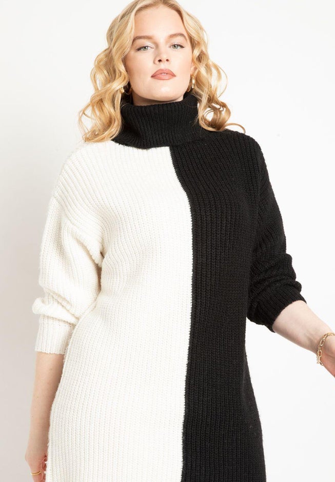 Turtle Neck Tunic Sweater Dress image number null