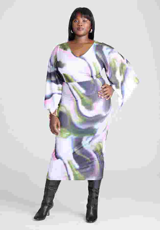 Printed Hankerchief Midi Dress image number 1