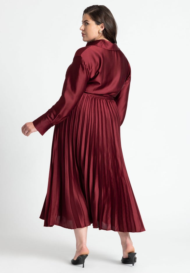 Pleated Skirt Fit And Flare Dress image number 1
