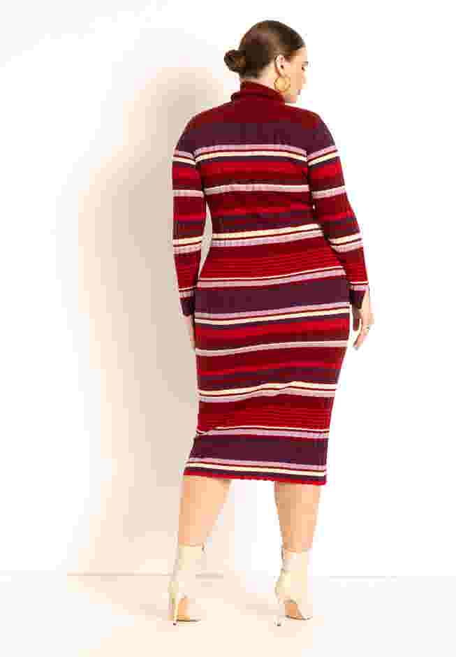 Striped Turtleneck Sweater Dress image number 2
