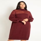 Sweater Dress With Sheer Panel image number null
