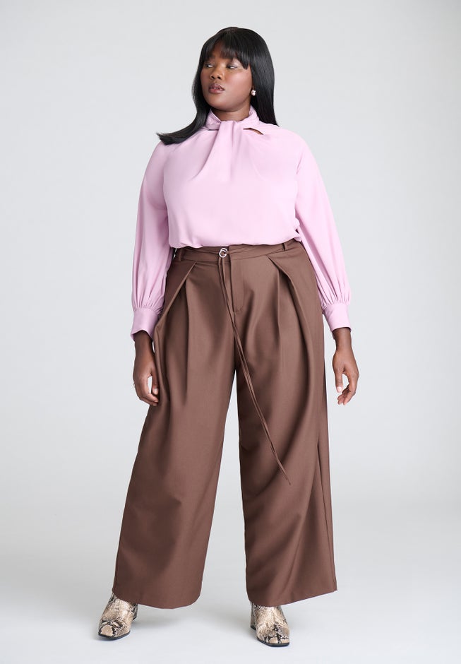 Neck Tie Top With Cut Outs image number null