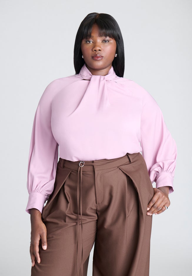 Neck Tie Top With Cut Outs image number null
