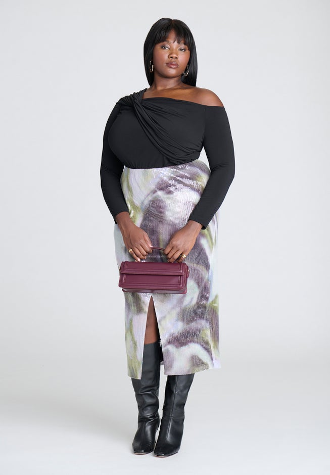 Shoulder-Twist Drape Top image number null