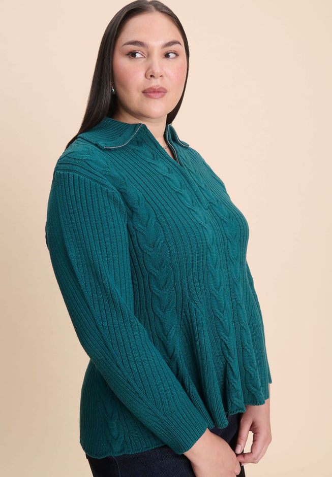 Peplum Zipper Sweater image number 1