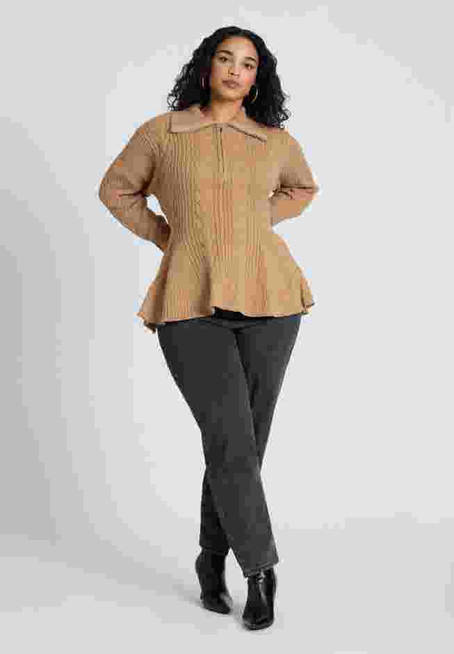 Peplum Zipper Sweater image number 2