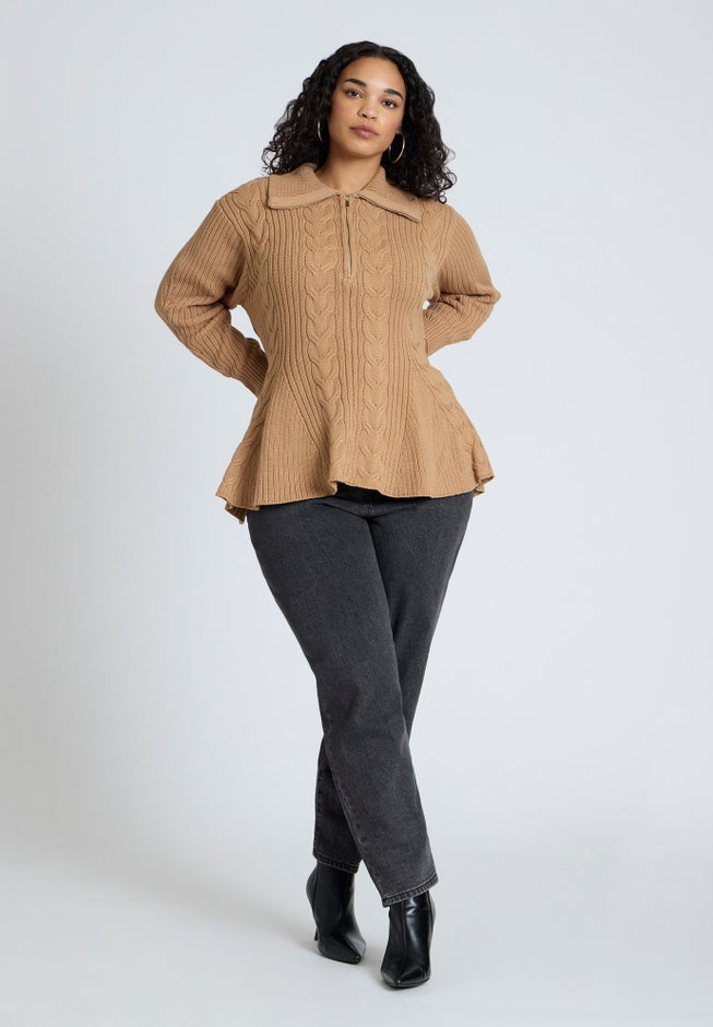 Peplum Zipper Sweater image number null