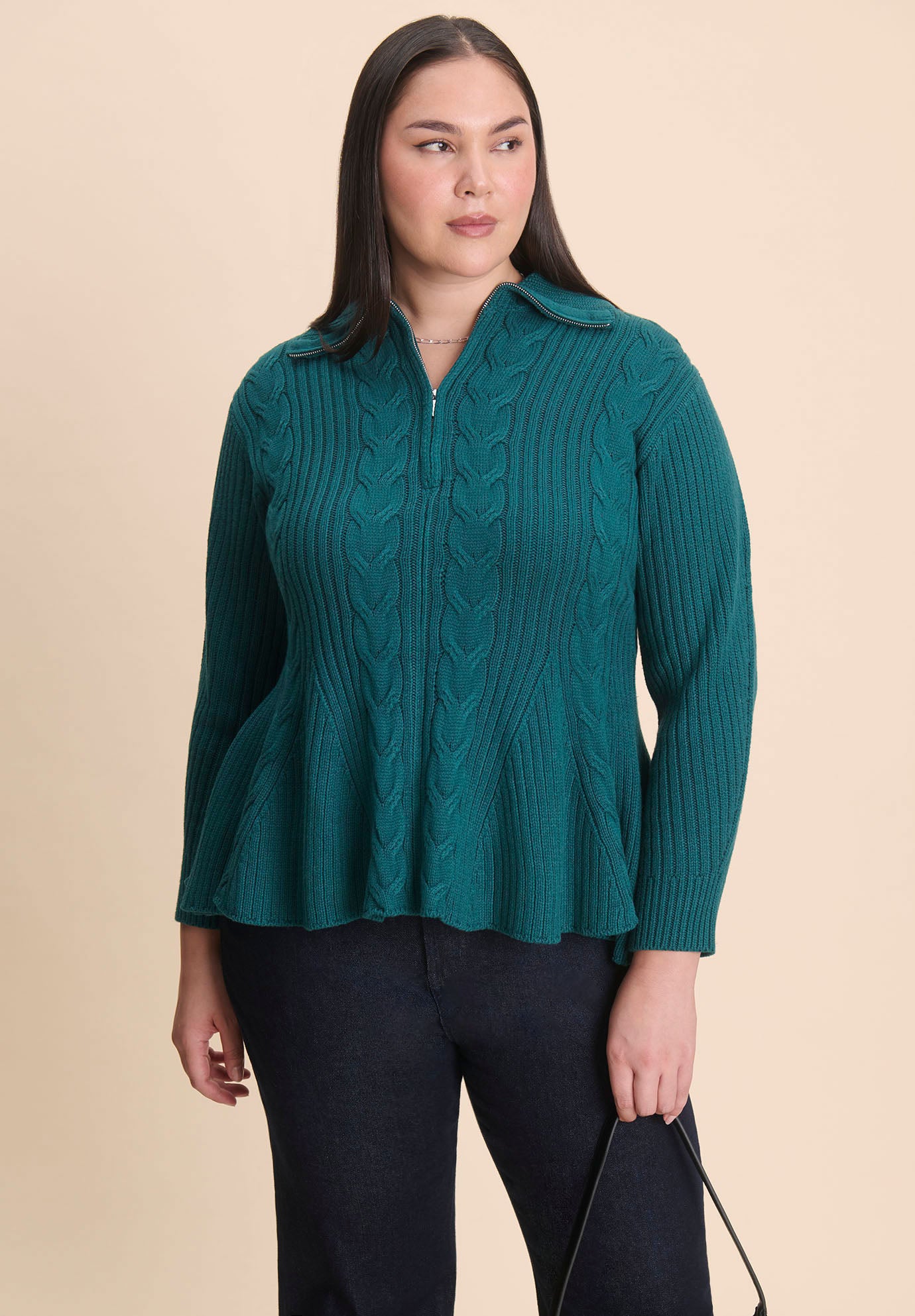Peplum Zipper Sweater image number 0