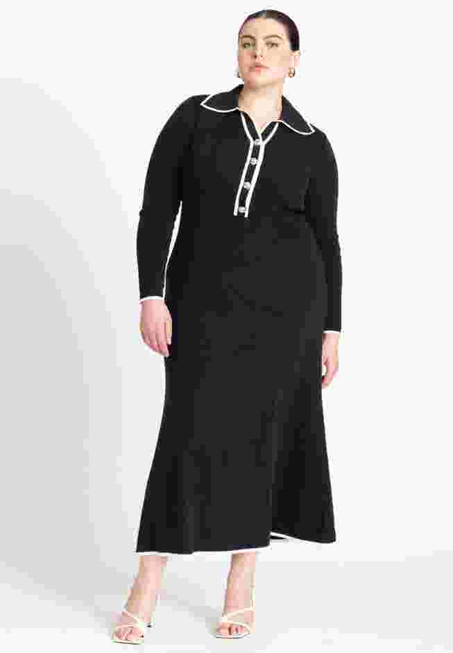Ribbed Sweater Dress With Collar image number 0