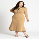 Ribbed Sweater Dress With Collar image number null