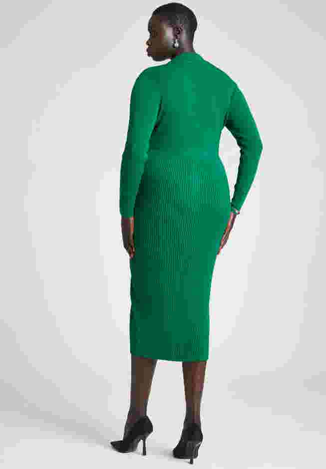 Ribbed Sweater Dress With Button Detail image number 1