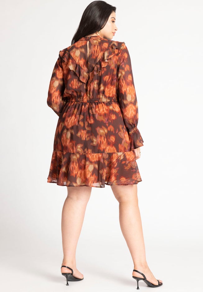 Mock Neck Ruffle Mini Dress image number 2