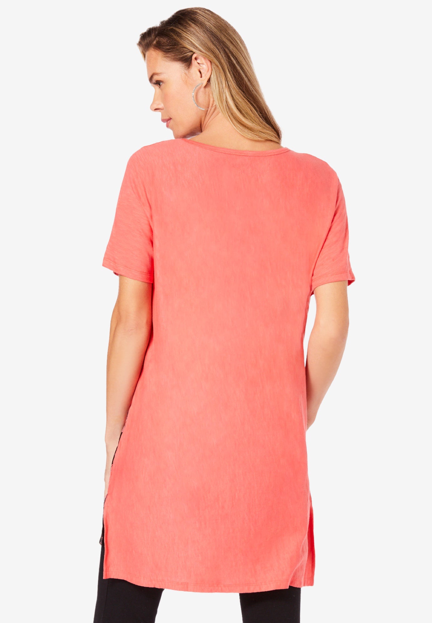 Plus Size Printed Slub Tunic Top image number 1