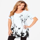 Plus Size Printed Slub Tunic Top image number null