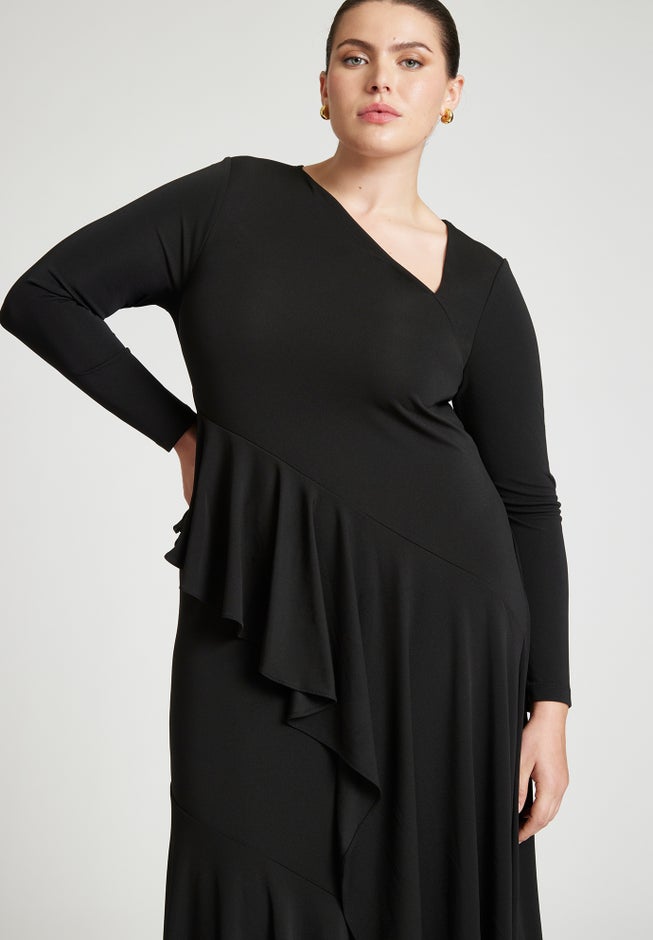 Asym Neckline Flounce Dress image number 1