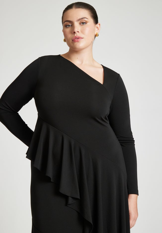 Asym Neckline Flounce Dress image number 3