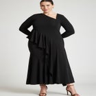 Asym Neckline Flounce Dress image number null