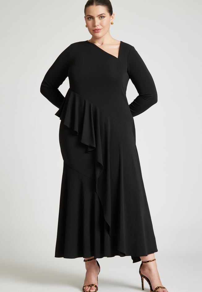 Asym Neckline Flounce Dress image number 0