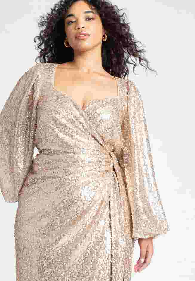 Sequin Wrap Dress image number 3