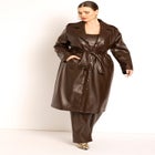 Belted Faux Leather Coat image number null