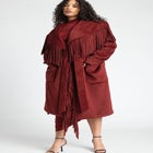 Barkwood x ELOQUII Fringe Coat With Belt image number null