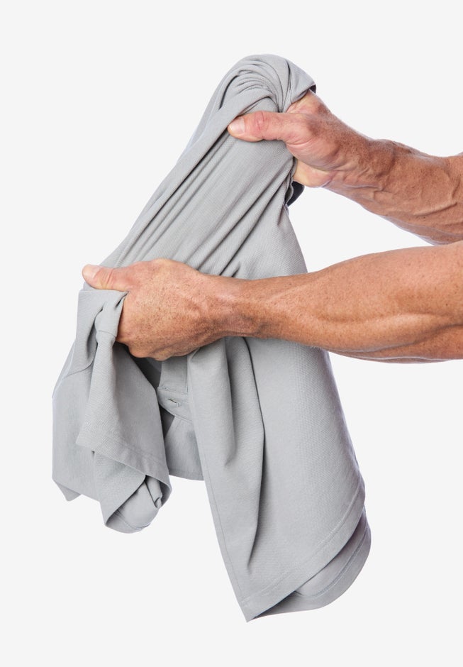 Lightweight Stretch Mesh Piqu&eacute; Button Down Shirt image number 3