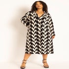 Geo Print Heavy Knit Duster image number null