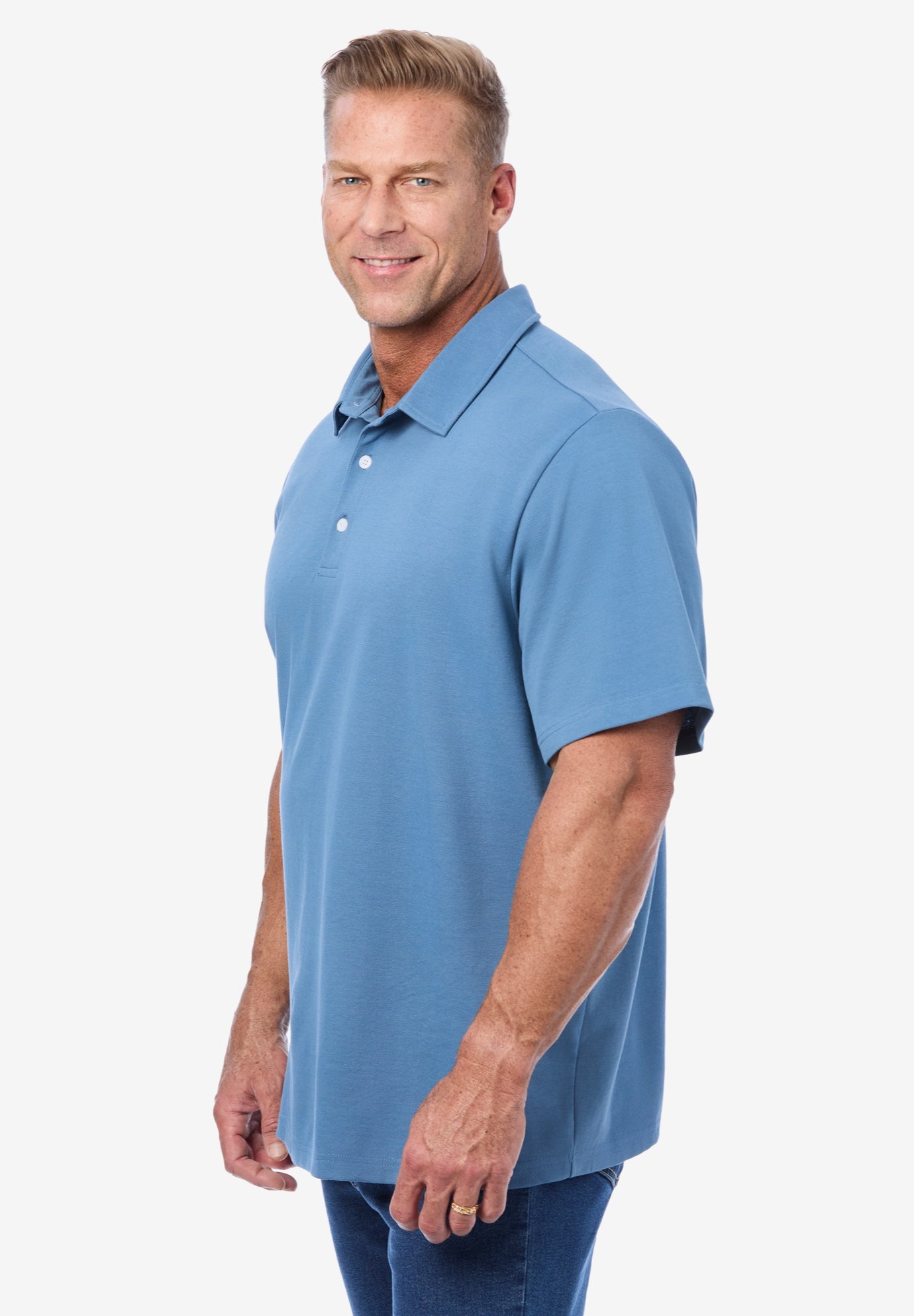 Lightweight Stretch Mesh Pique Polo image number 2