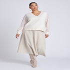 Sheer Sleeve V-Neck Sweater image number null