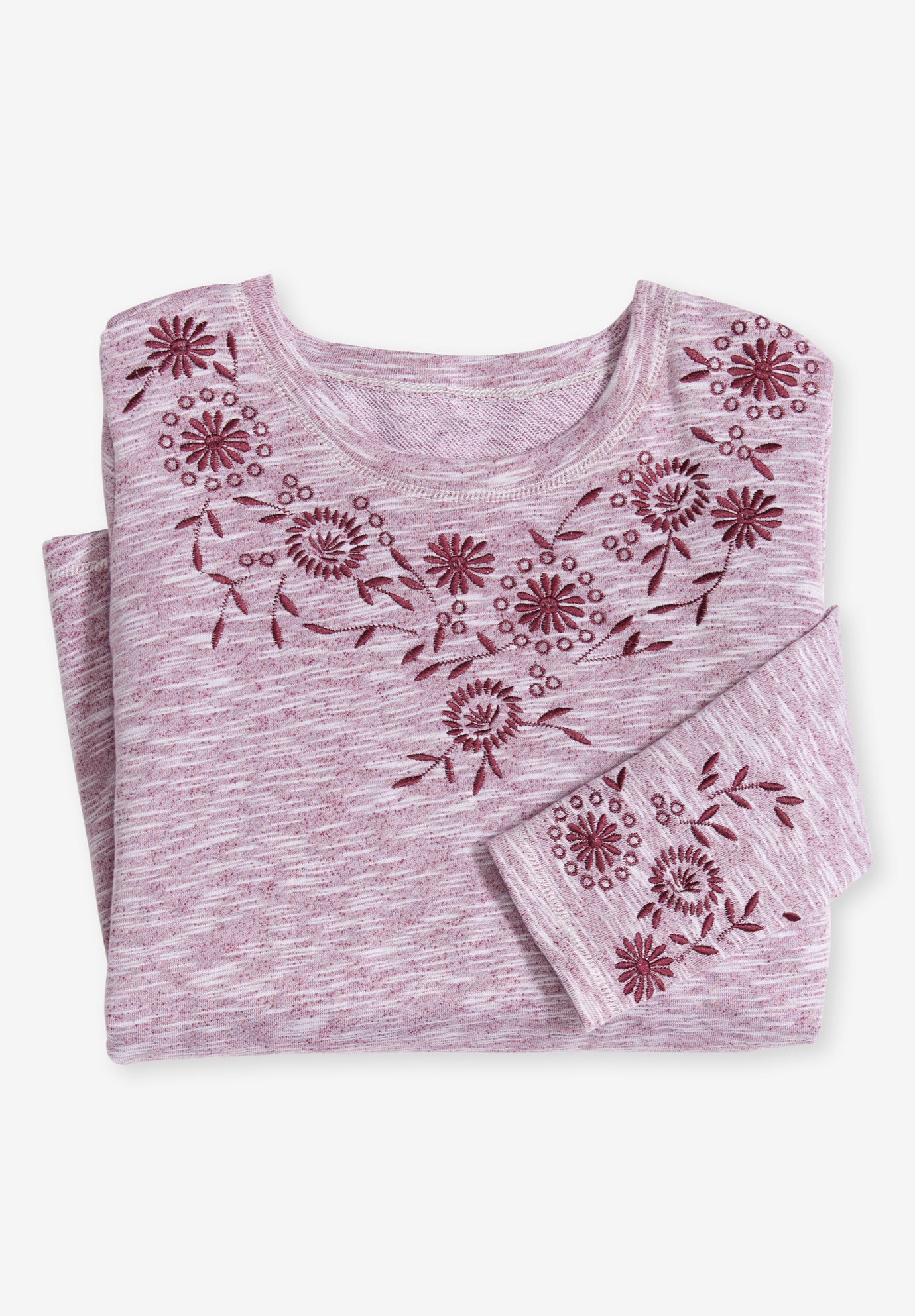 Floral Embroidered Sweatshirt Tee image number 4