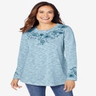 Floral Embroidered Sweatshirt Tee image number null