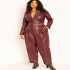 Cropped Bustier Faux Leather Blazer image number null