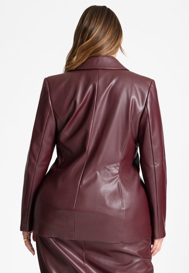 Faux Leather Asym Blazer image number 1