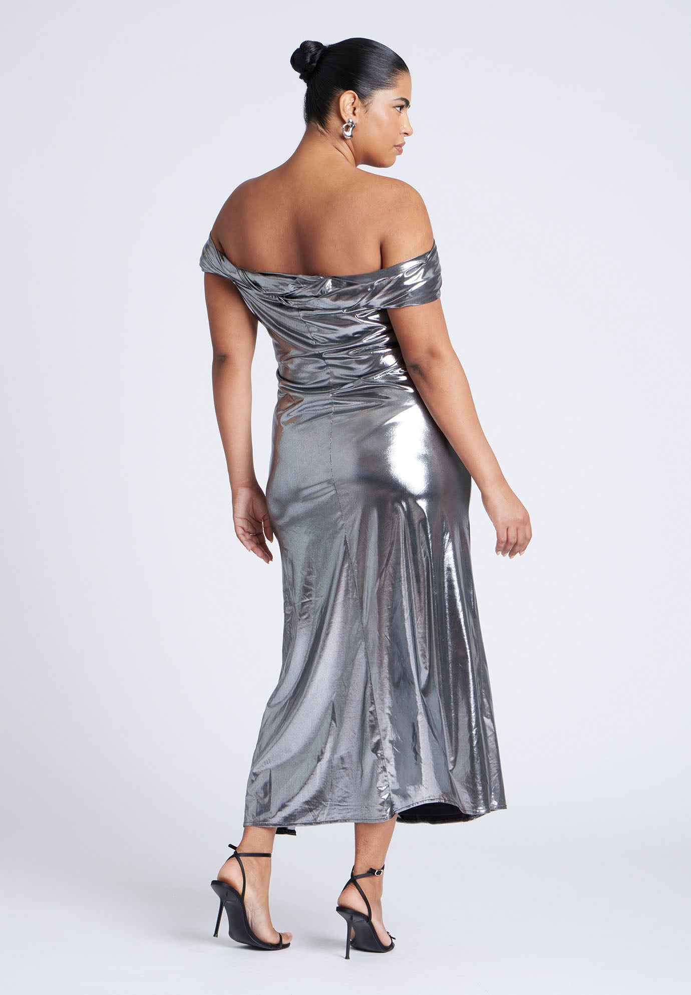 Twist Neck Lame Maxi Dress image number 2