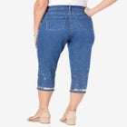 Plus Size Sequin Trim Straight Leg Capri Jean image number 1